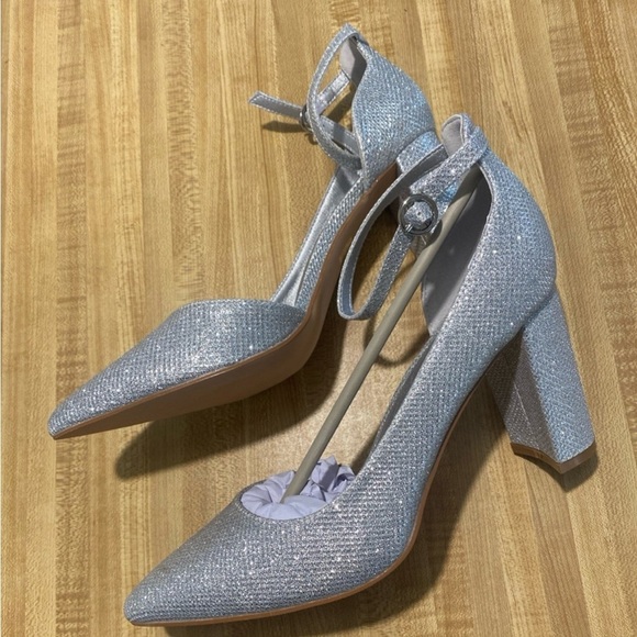 Party Women's  Sparkle Closed Toe Pumps Chunky Heels Pumps Ankle Strap NWOT 9 - Picture 8 of 12